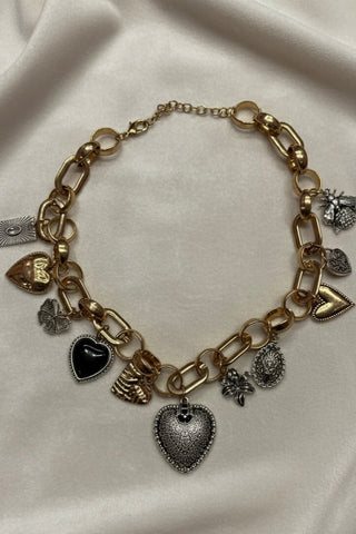 Black Heart Chunky Necklace