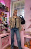 Suedette Slouchy Jacket > Stone