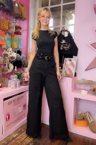 Wide Leg Black Trousers