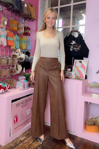 Pleather Tan Trousers