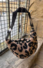 Leopard Print Textured Sling Bag > Black