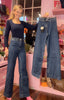 Wide Leg Stretch Jeans > Denim Blue