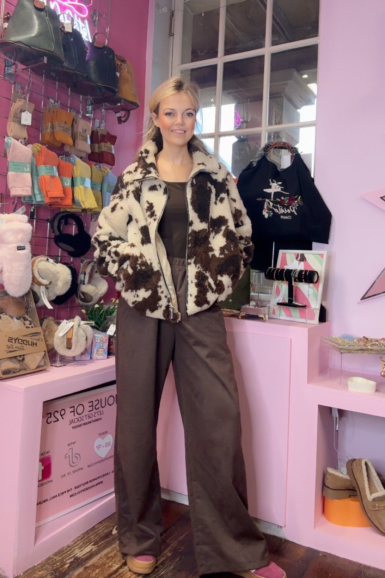Cow Print Fleece Jacket