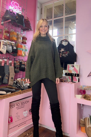 Cowl Neck Jumper > Khaki