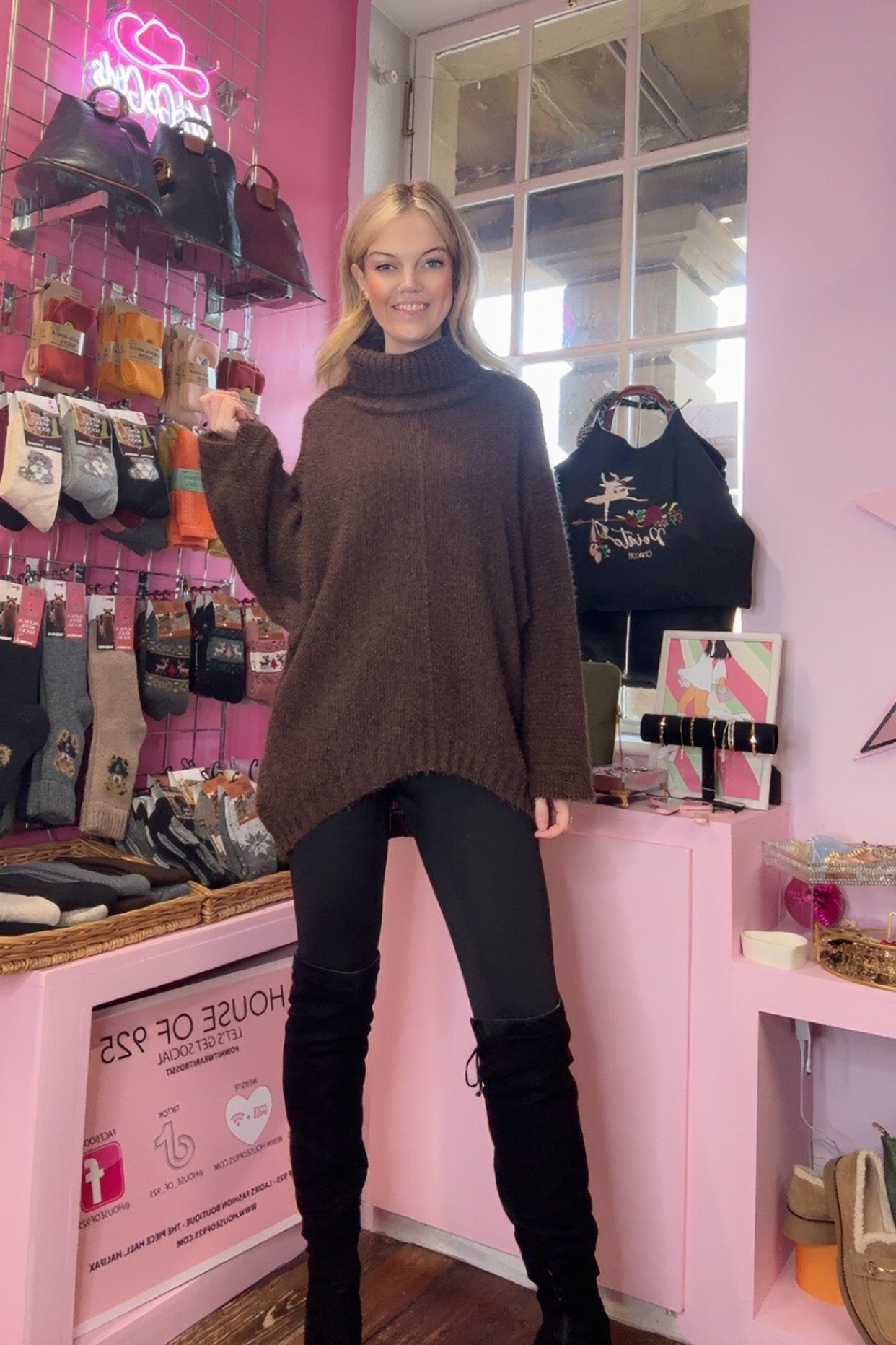 Cowl Neck Jumper > Chocolate