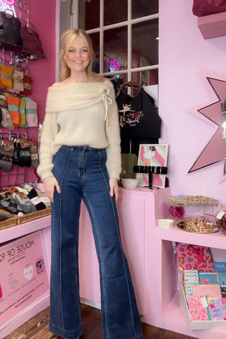 Claudia Boat Neck Jumper > Beige