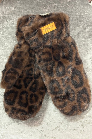 Fluffy Fleece Lined Mittens > Leopard Print