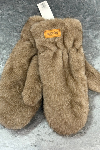 Fluffy Fleece Lined Mittens > Beige