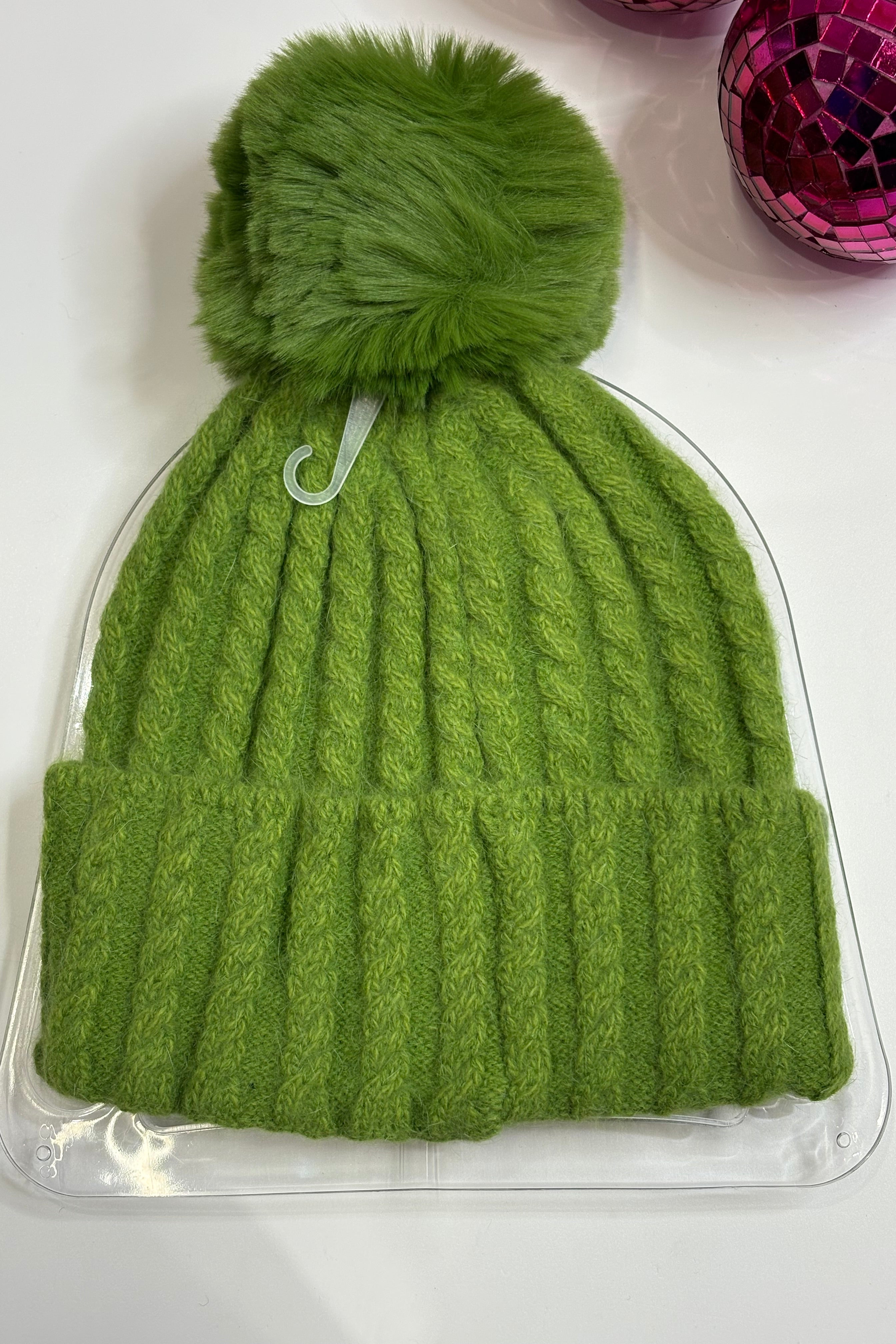 Winter Warmer PomPom Hat >  Lime Green