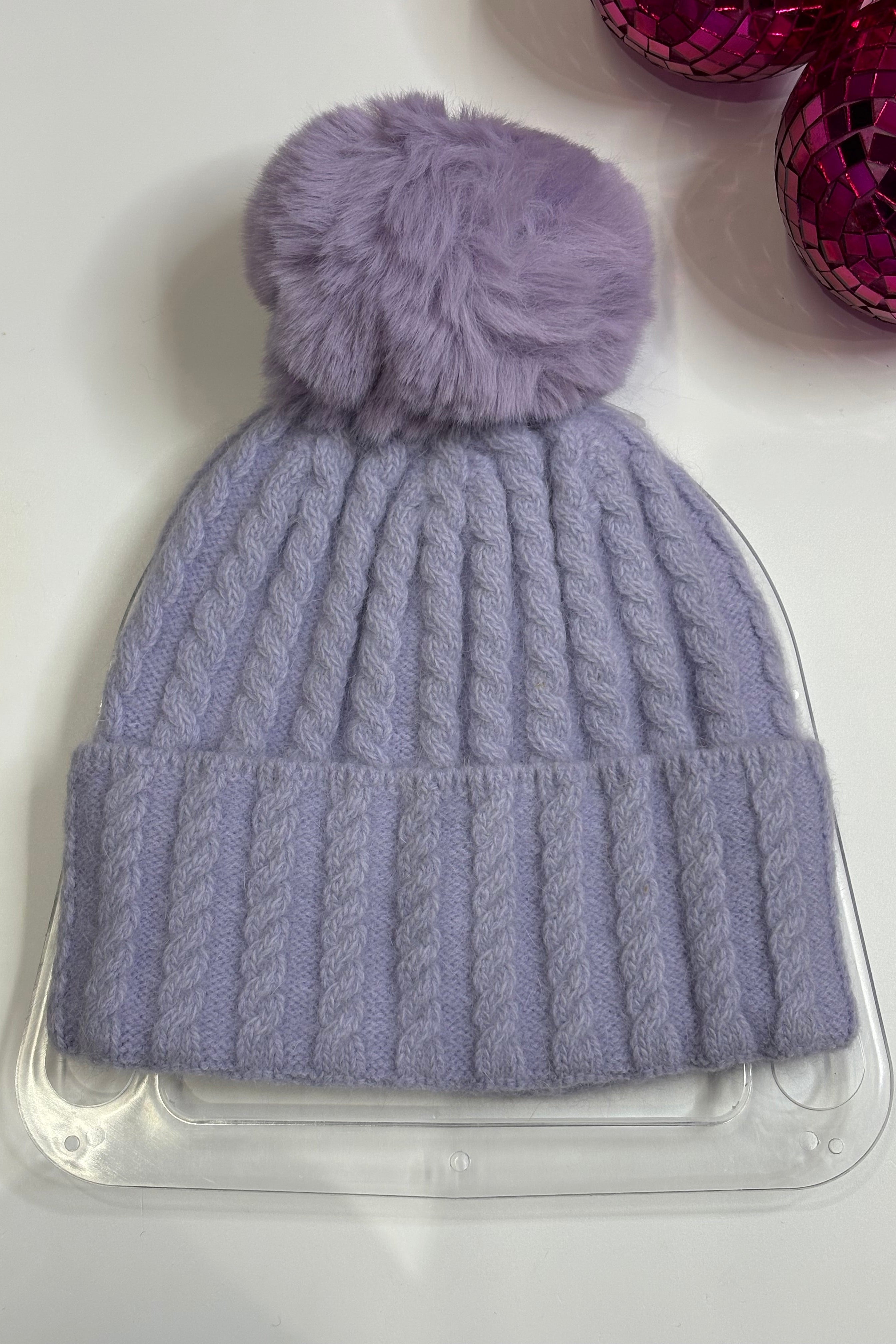 Winter Warmer PomPom Hat > Lilac