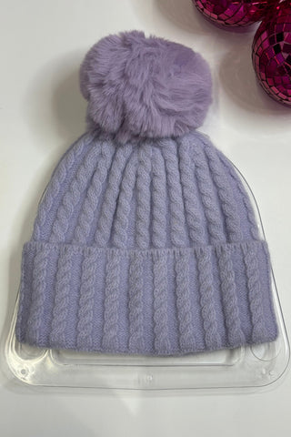 Winter Warmer PomPom Hat > Lilac
