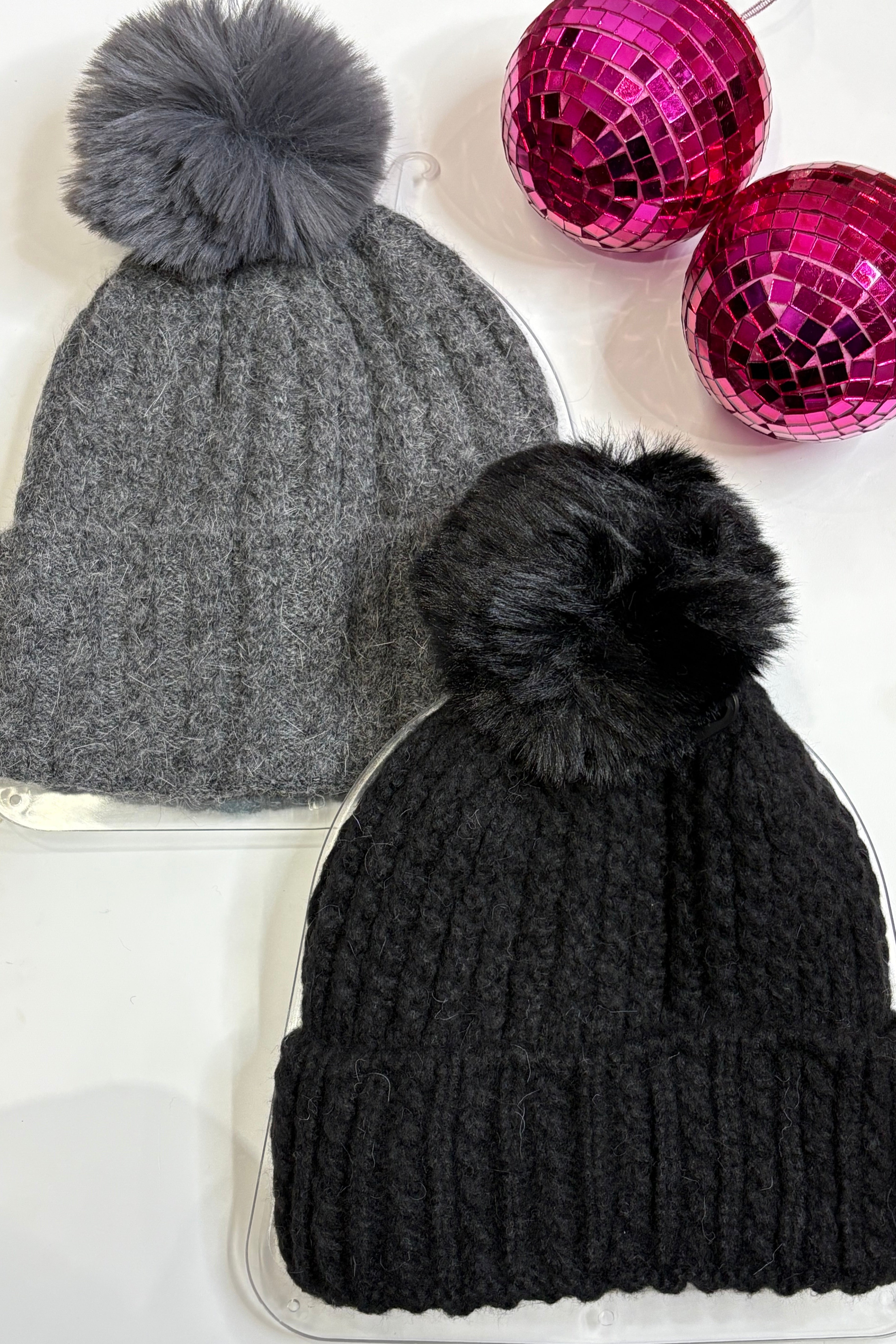 Winter Warmer Pompom Hat  > Black