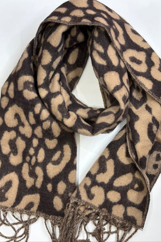 Leopard Print Scarf > Light Beige and Black