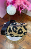 Leopard Print Textured Sling Bag > Small ( Beige and Tan)