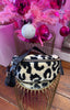 Leopard Print Textured Sling Bag > Small (Black & White)