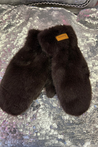 Fluffy Fleece Mittens > Chocolate Brown