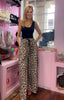 Wide Leg Leopard Print Trousers