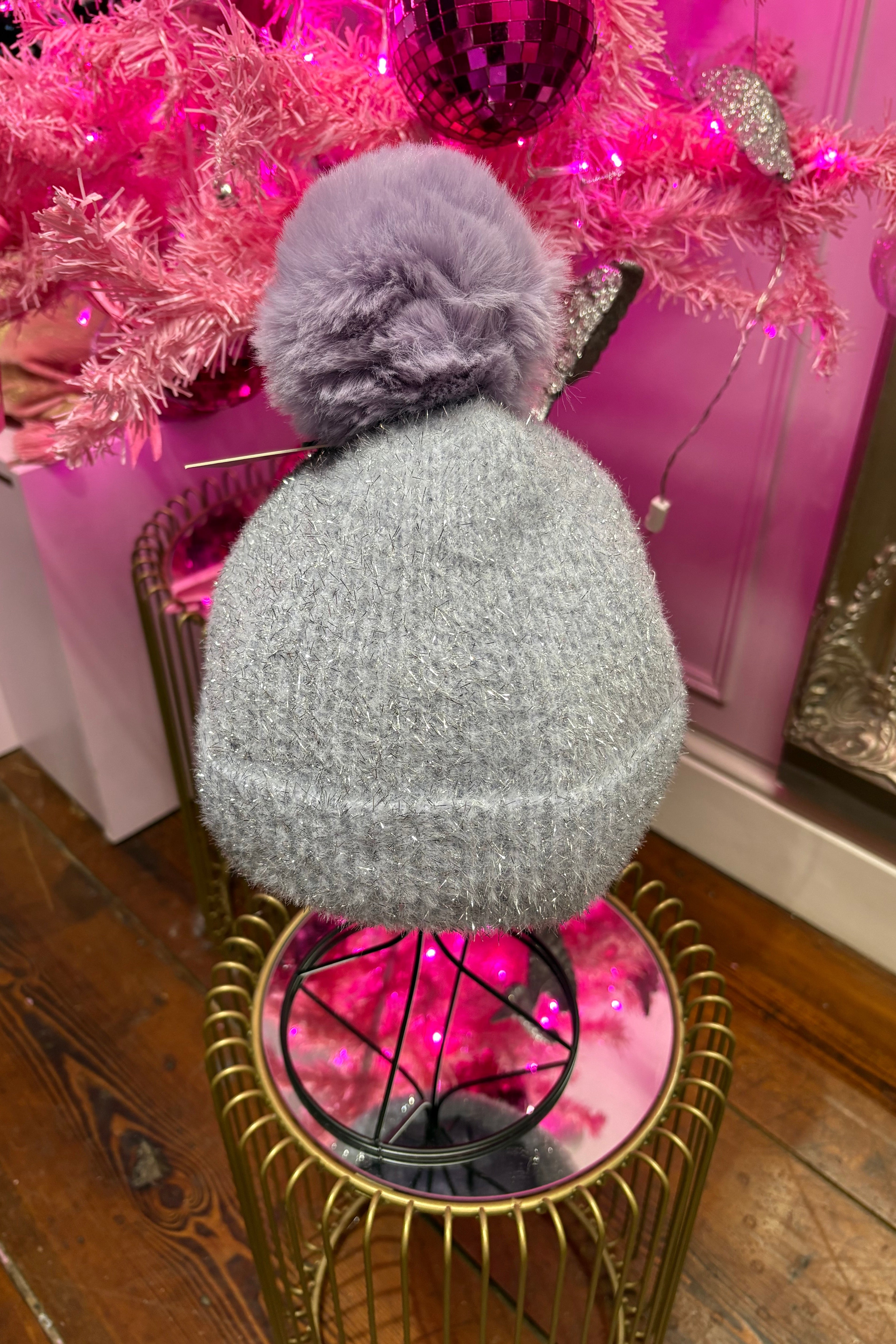 Tinsel Sparkle Pom Pom Hats > Lilac