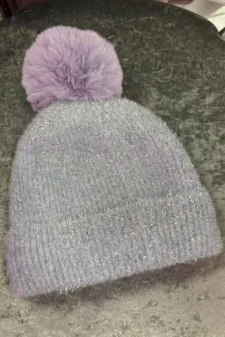 Tinsel Sparkle Pom Pom Hats > Lilac