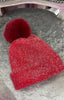 Tinsel Sparkle Pom Pom Hat > Red