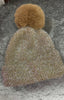 Tinsel Sparkle Pom Pom Hat > Beige