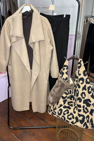 Waterfall Open Coat > Dark Beige