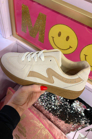 Two Tone Beige Trainers