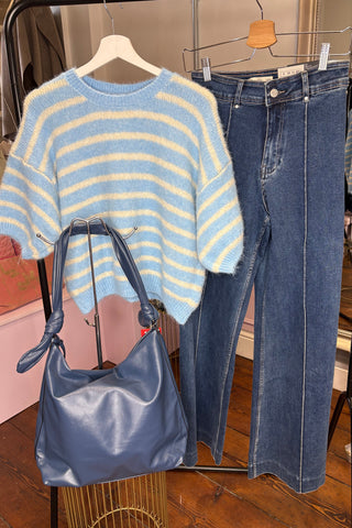 Striped Knit Jumper > Blue and White