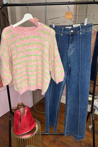 Stripe Knit Jumper > Pink and Lime