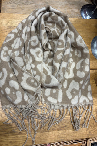 Leopard Print Scarf > Cream and Beige