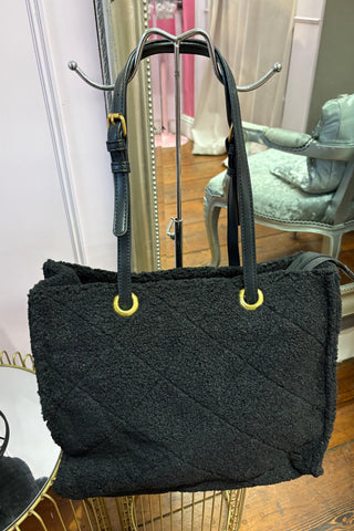 Fleece Like Shoulder Bag / Black