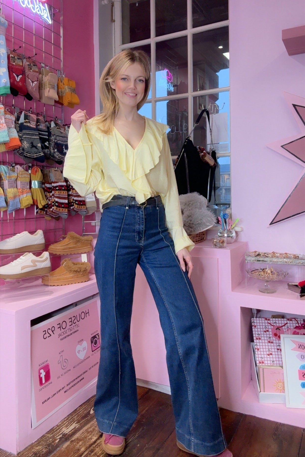 Ruffle and Flared Blouse / Mellow Yellow