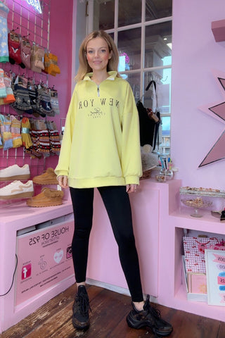 Quarter Zip New York Top / Lemon