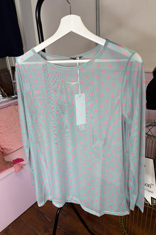 Mesh Layering Top / Polka Dot / Blue & Pink