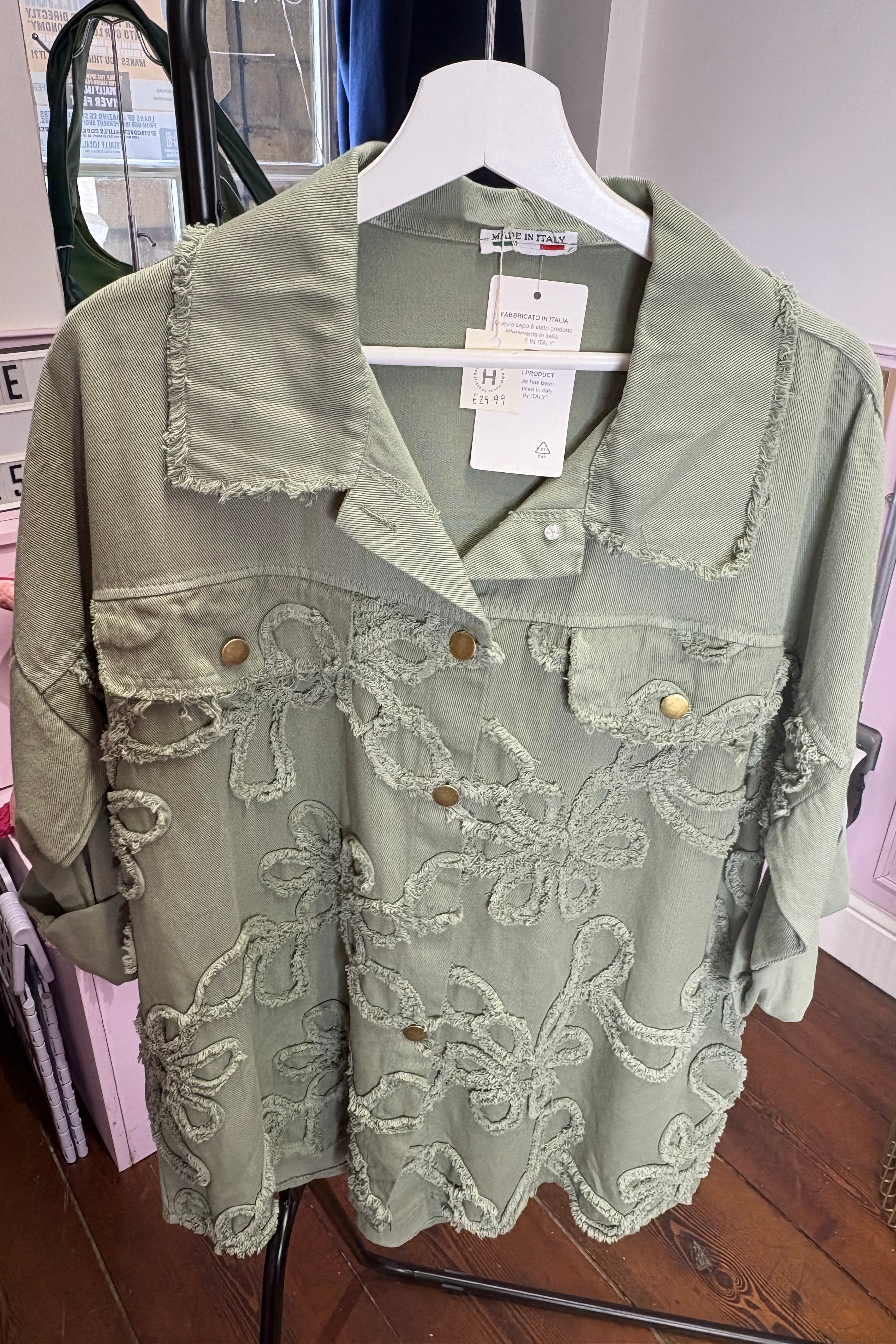 Embroidered Meadow jacket > Khaki