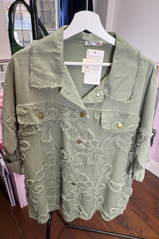 Embroidered Meadow jacket > Khaki