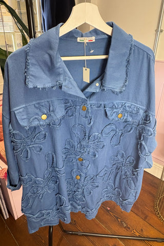 Embroidered Meadow Jacket > Blue