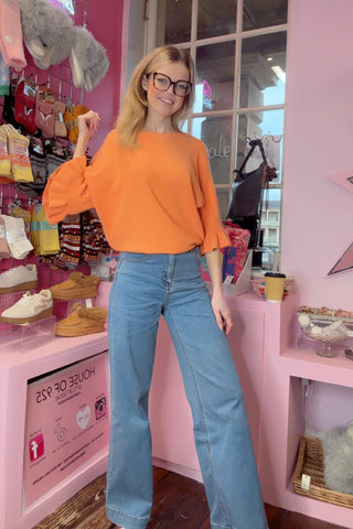 Three Quarter Length sleeved Ruffle Jumper