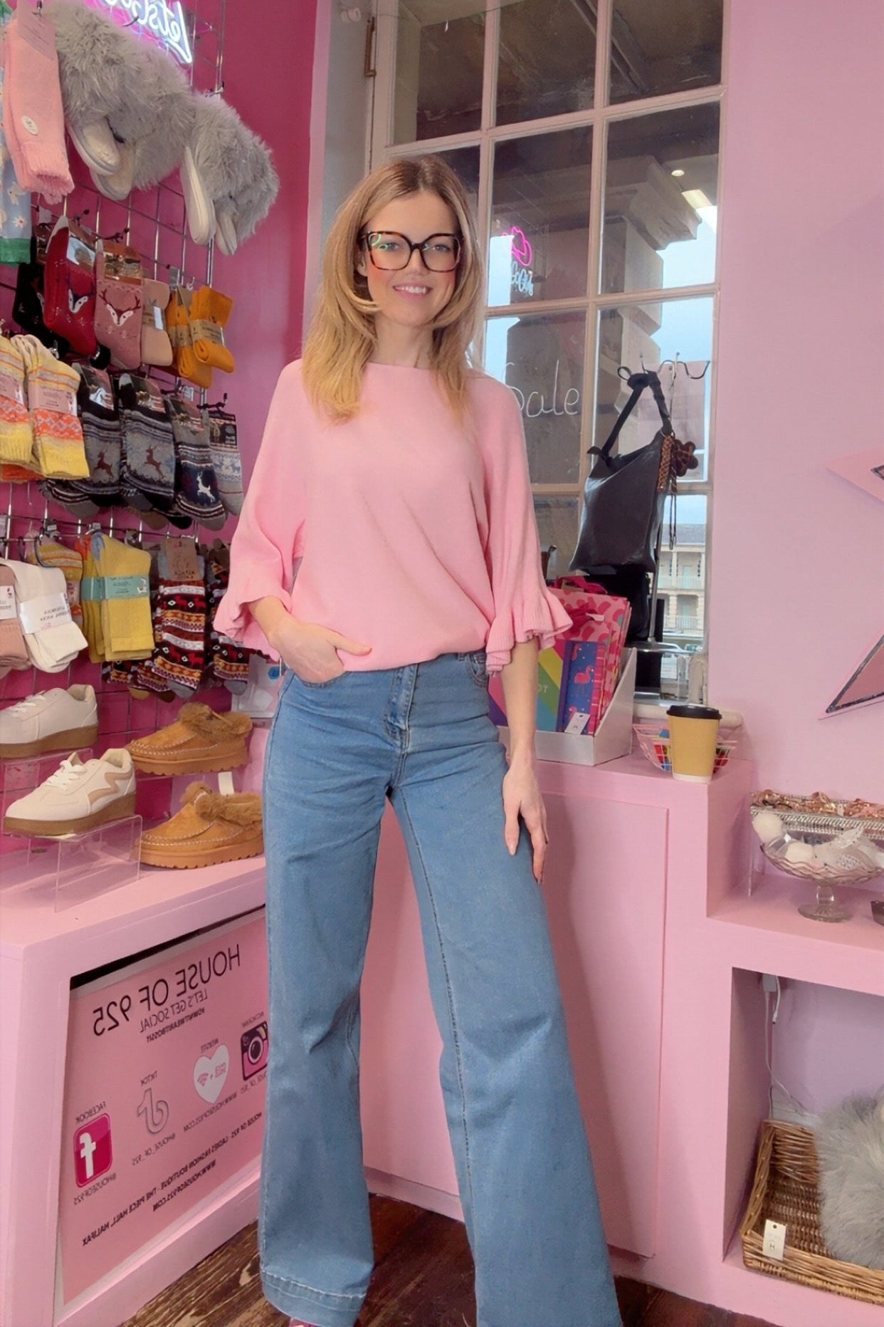 Three Quarter Length Ruffle Sleeved Jumper