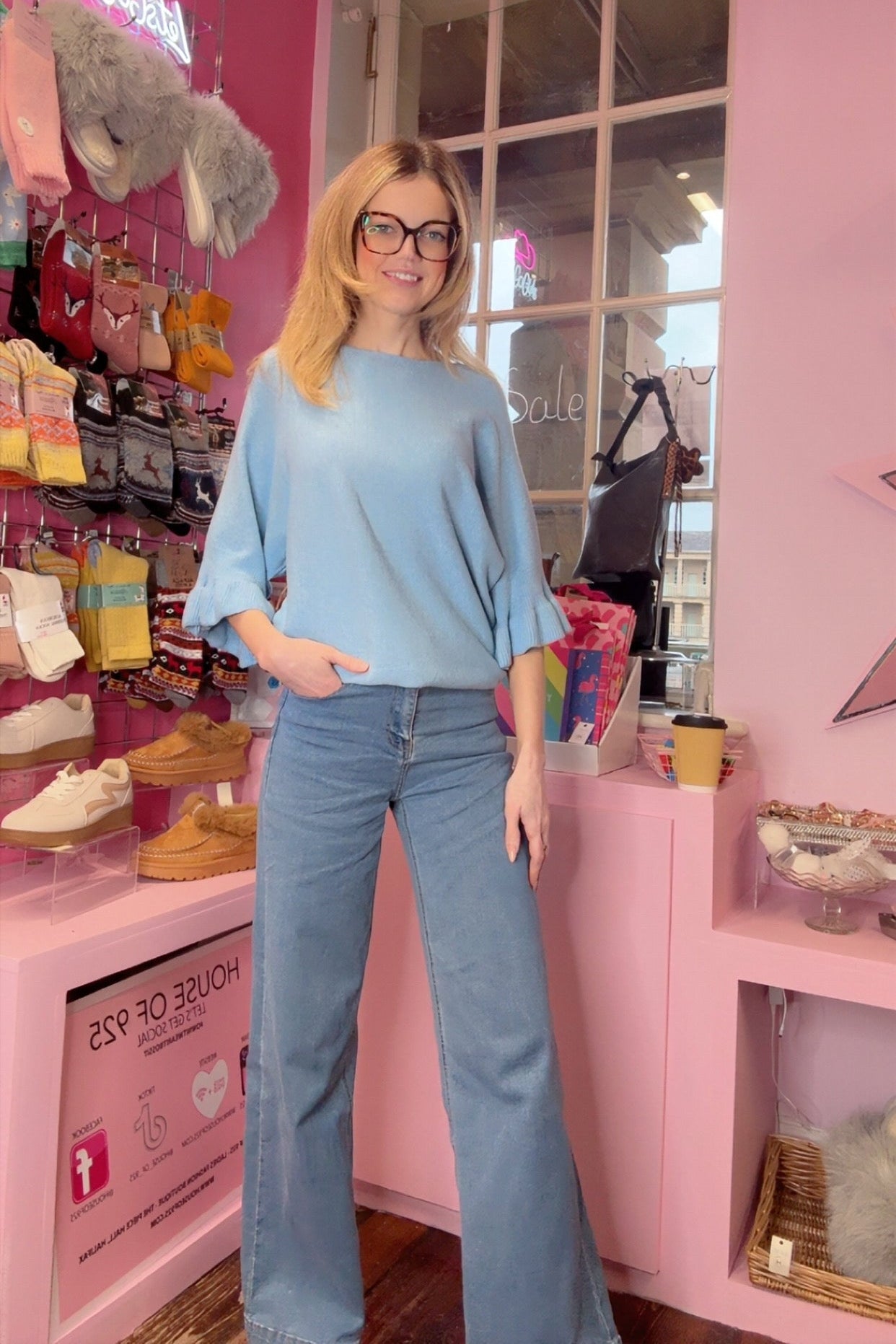 Three Quarter Length Ruffle Sleeved Jumper