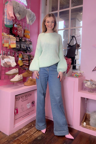 Puff Cuff Jumper / Mint Green