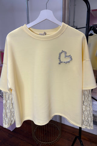 Laced Sleeved Top > Mellow Yellow