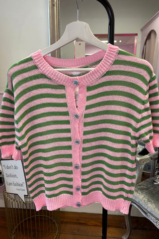 Candy Lane Cardigan > Pink & Green