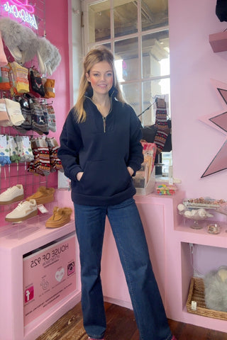 Three Quarter Zip Jumper > Navy