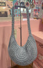 Sky Blue Hessian Style Shoulder Bag