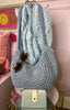 Sky Blue Hessian Style Shoulder Bag