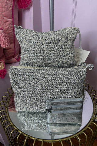 Silver Shimmering Hessian Bag