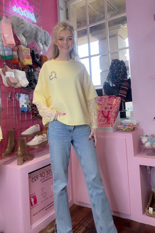 Laced Sleeved Top > Mellow Yellow