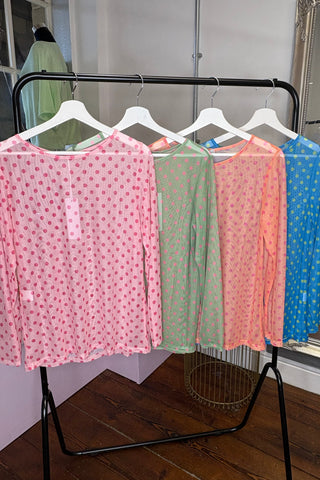 Polka Dot Mesh Layering Top