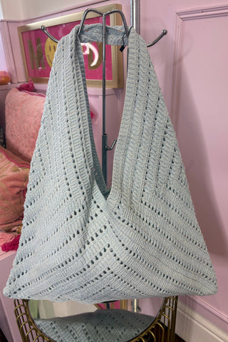 Crochet Summer Shoulder Bag / Sky Blue